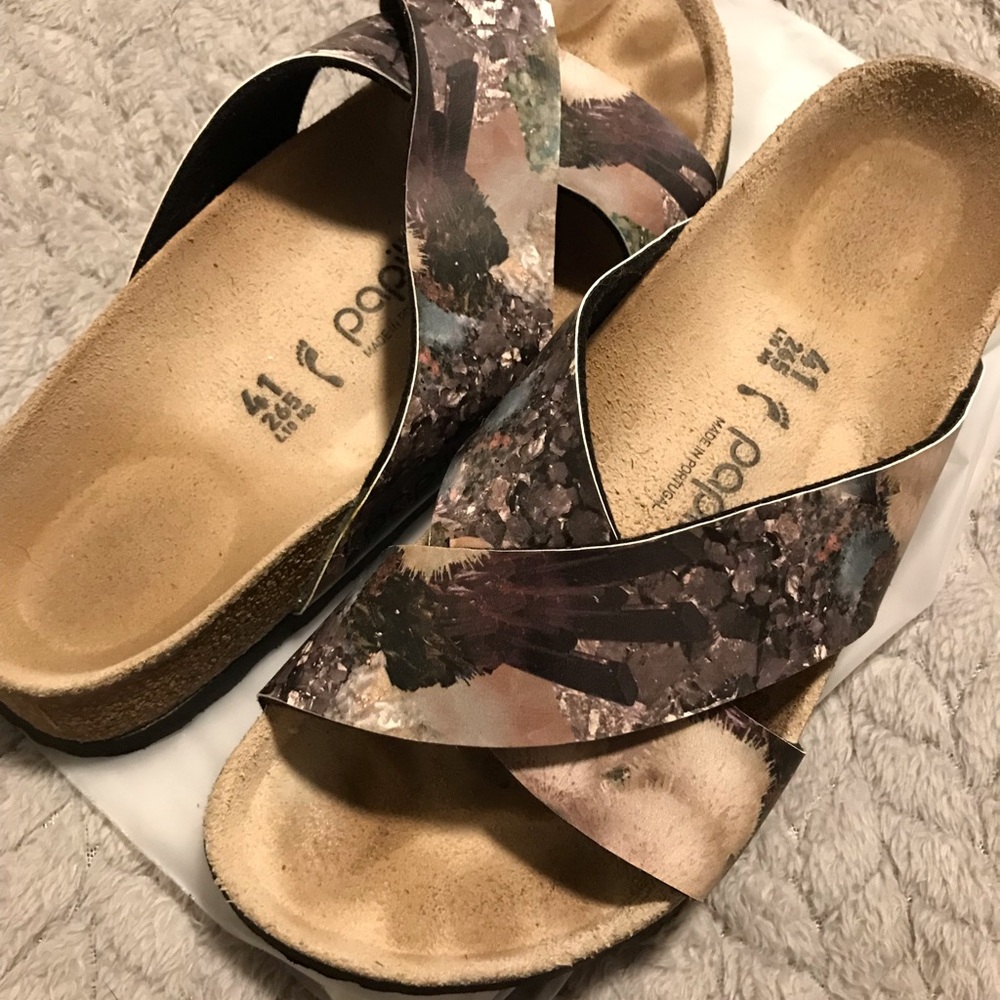 Comfort Slide Sandals - Brown Multi Print